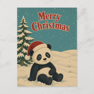 Panda Winterfeld Tier Weihnachten Postkarte