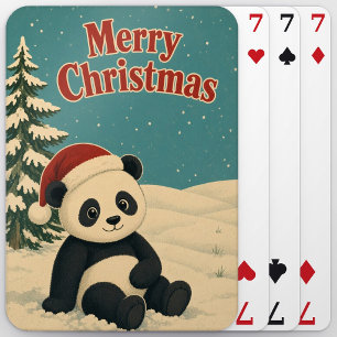 Panda Winterfeld Tier Weihnachten Spielkarten