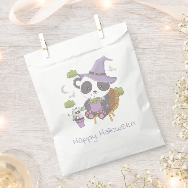Panda Witch Hat moon Happy Halloween Geschenktütchen (Ausgeschnitten)