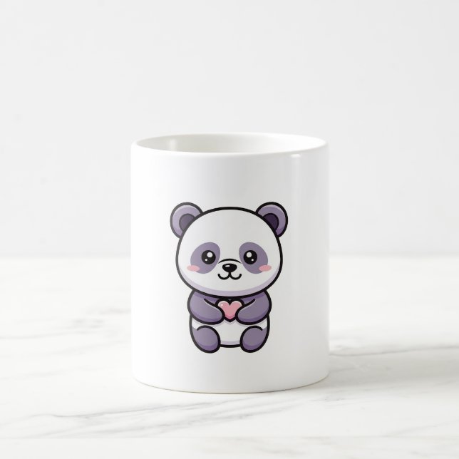 Panda with Heart – Cute Whimsical Illustration Kaffeetasse (Mittel)