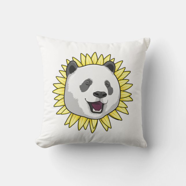 Panda with Sunflower Kissen (Vorderseite)