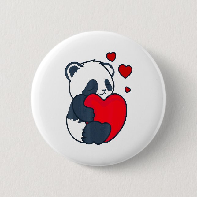 Panda Women Valentines Day Girlfriend Heart  Button (Vorderseite)