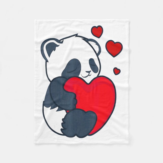 Panda Women Valentines Day Girlfriend Heart  Fleecedecke (Vorderseite)
