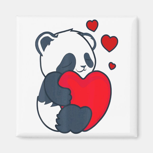 Panda Women Valentines Day Girlfriend Heart  Magnet (Vorne)