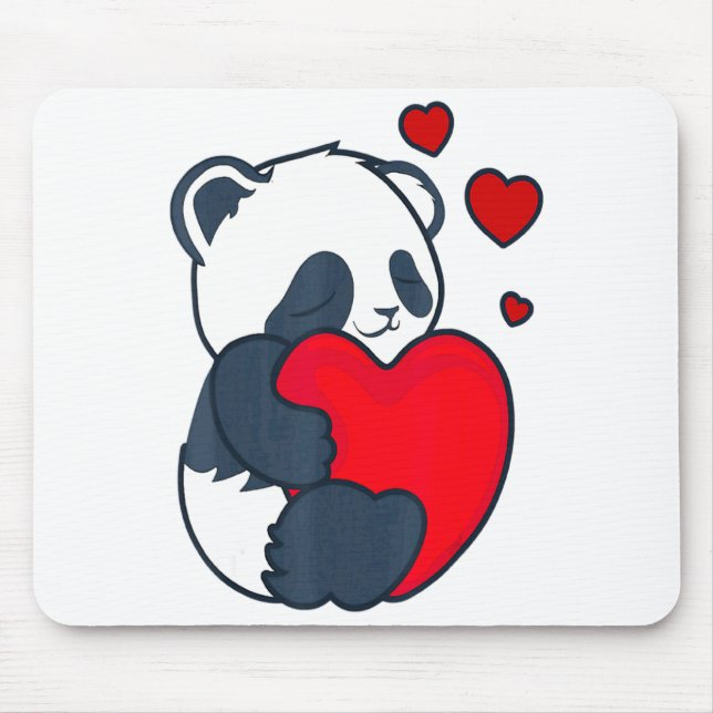 Panda Women Valentines Day Girlfriend Heart  Mousepad (Vorne)