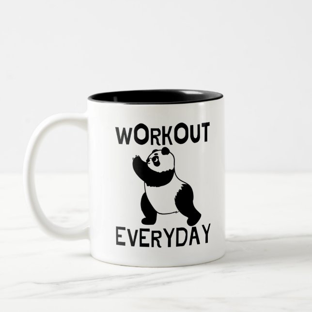 Panda Workout Gym Zweifarbige Tasse (Links)