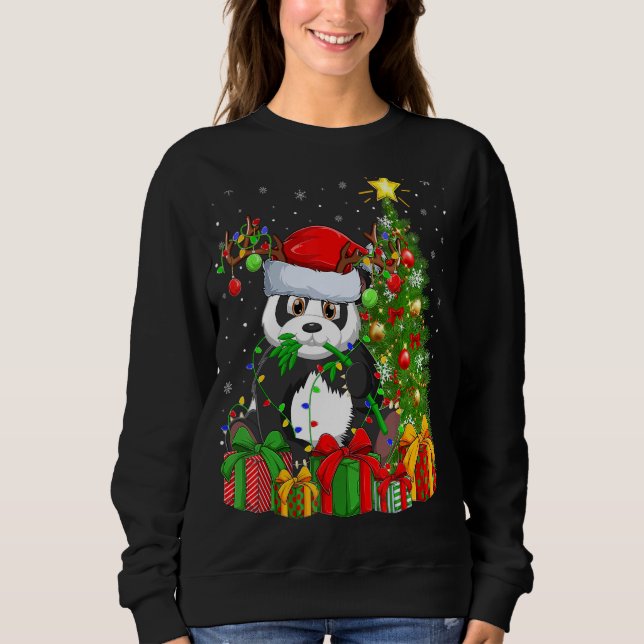 Panda Xmas Holiday Santa Panda Weihnachtsbaum Sweatshirt (Vorderseite)