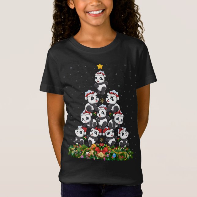 Panda Xmas Tree Geschenk Weihnachtsmannmütze Panda T-Shirt (Vorderseite)