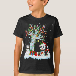 Panda Xmas Tree Lighting Weihnachtsmannmütze Panda T-Shirt