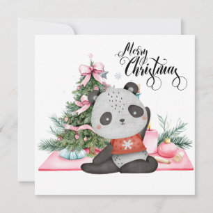 Panda-Yoga mit Weihnachtsdekoration  Feiertagskarte