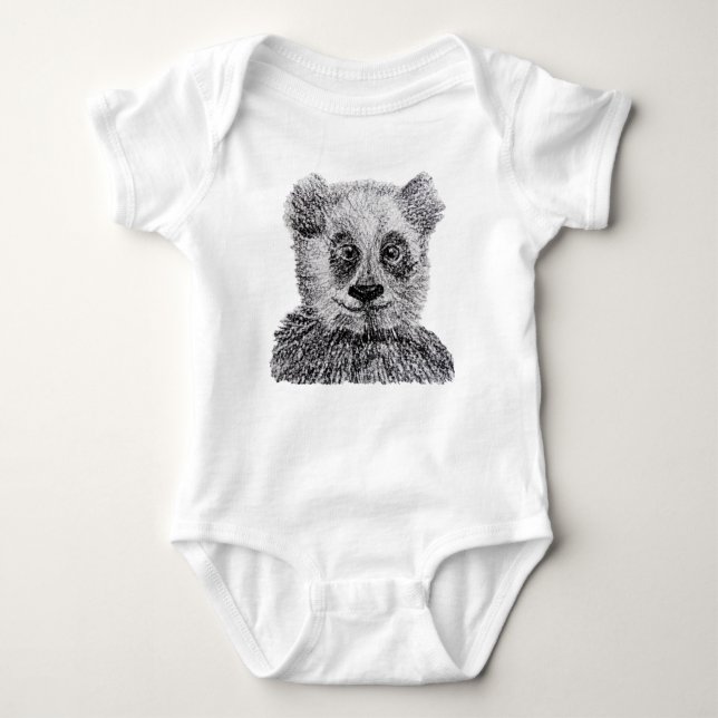 Panda zeichnend Baby Jersey Bodysuit Baby Strampler (Vorderseite)