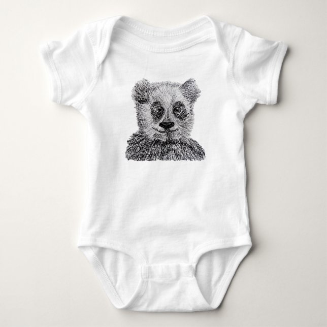 Panda zeichnend Baby Jersey Bodysuit Strampler (Vorderseite)