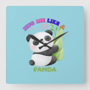 🕒 Panda-Zeit-Tags – Tick Tack mit Niedlichkeit! � Quadratische Wanduhr