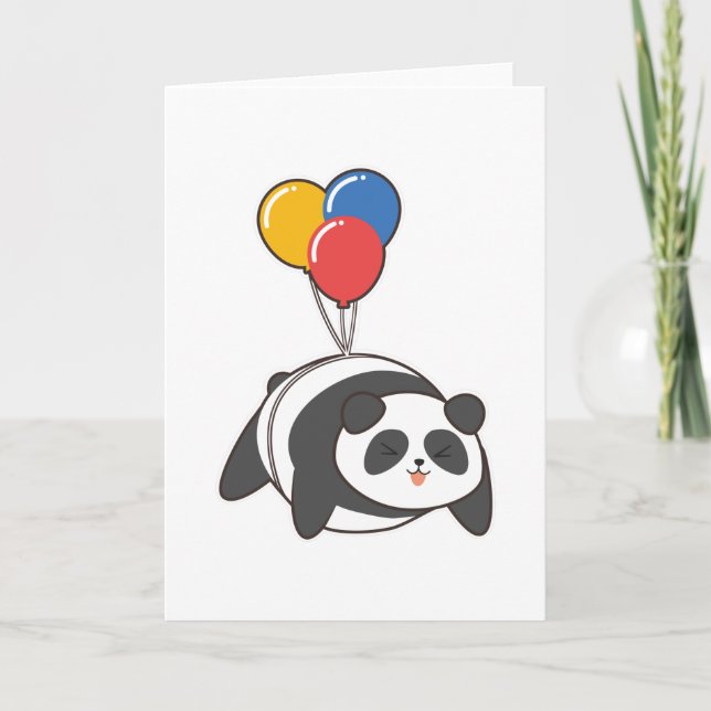 Panda zum Geburtstag mit Ballon Karte (Vorderseite)