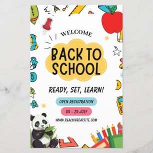 Panda-Zurück-in-die-Schule-Lehrerposter für den er Flyer