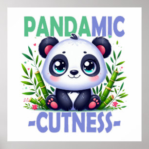 Pandamischer Kutness-Pun. Niedlicher Panda-Cartoon Poster