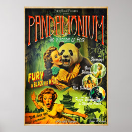 Pandamonium Funny Panda Retro Horror Filmplakat Poster