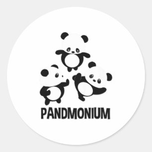 Pandamonium TShirt Funny Panda Bear Pun T-Shirt Runder Aufkleber