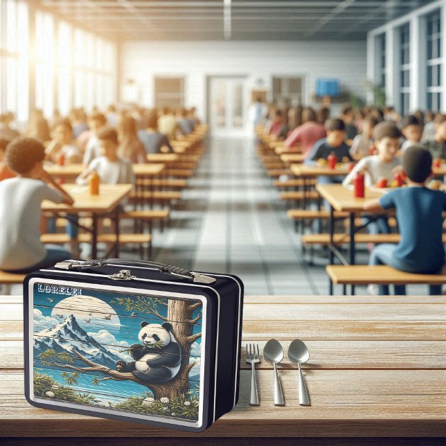 Pandas abgeschiedener Rückzugsort: Bamboo-Munch Metall Brotdose (Von Creator hochgeladen)