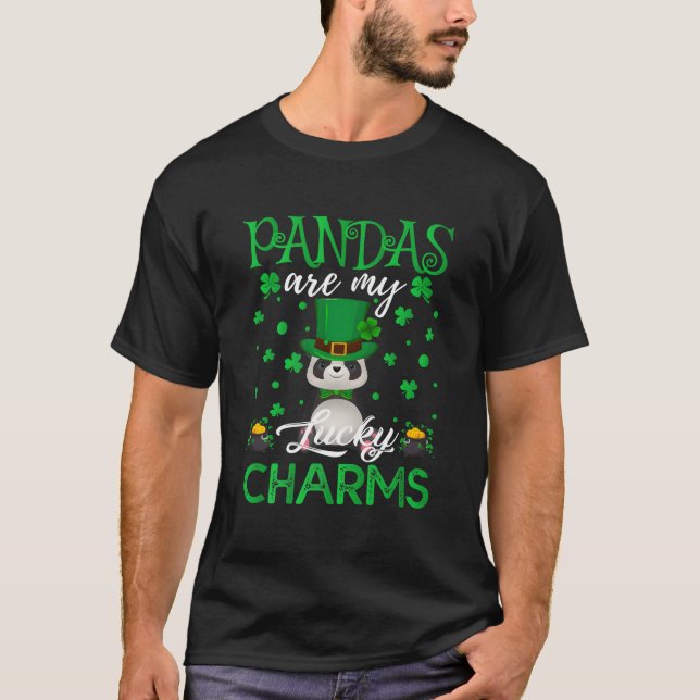 Pandas Are My Lucky Charms St Patrick'S Day T-Shirt (Vorderseite)