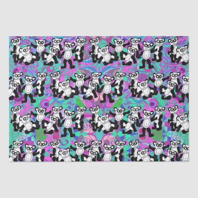 Pandas auf lila seidenpapier (Vorderseite)