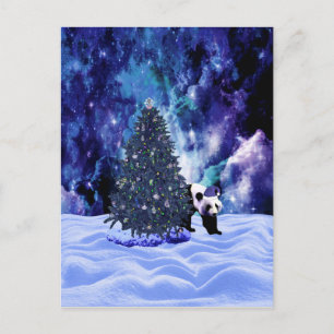 Panda's Christmas Holiday at the North Pole Feiertagspostkarte