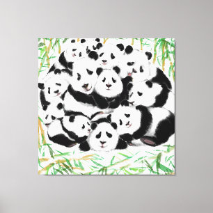 Pandas-Familie Leinwanddruck - Malerei