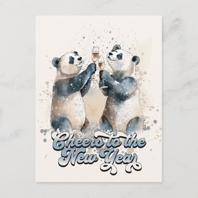 Pandas für das neue Jahr Postkarte (Vorderseite)