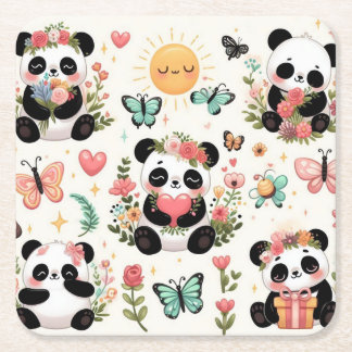 Pandas Garten der Liebe Papier Untersetzer