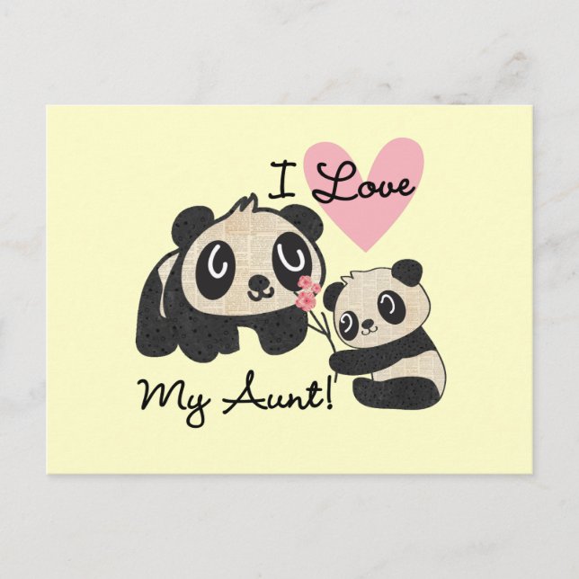 Pandas I Liebe Meine Tante Postkarte (Vorderseite)