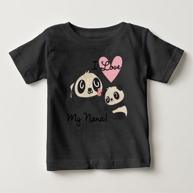 Pandas I Liebe My Nana Baby Raglan T - Shirt (Vorderseite)