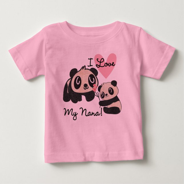 Pandas I Liebe My Nana Baby Romper Baby T-shirt (Vorderseite)