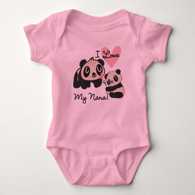 Pandas I Liebe My Nana Baby Strampler (Vorderseite)