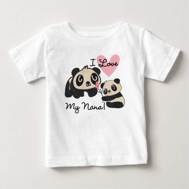 Pandas I Liebe My Nana Baby Tutu Bodysuit T-shirt (Vorderseite)