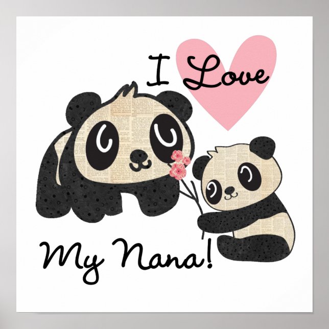 Pandas I Liebe My Nana Poster (Vorne)