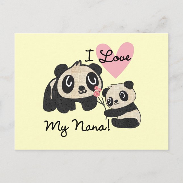 Pandas I Liebe My Nana Postkarte (Vorderseite)