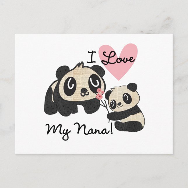 Pandas I Liebe My Nana Postkarte (Vorderseite)