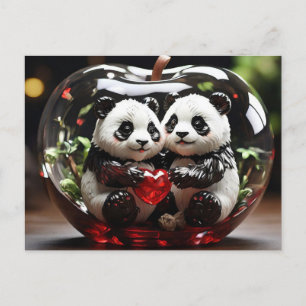 Pandas im Glasherz Postkarte