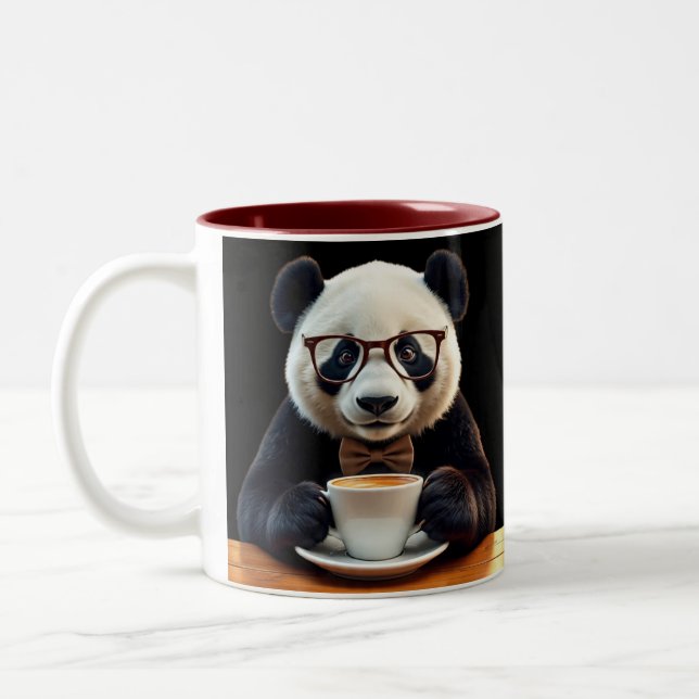 Pandas Kaffeepause Zweifarbige Tasse (Links)