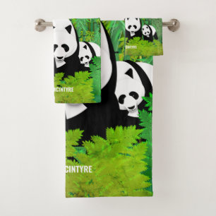 Pandas Lady Amherst's Pheasants Red Pandas Bamboo Badhandtuch Set