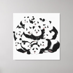 Pandas Leinwanddruck Familien-Panda-Gemälde
