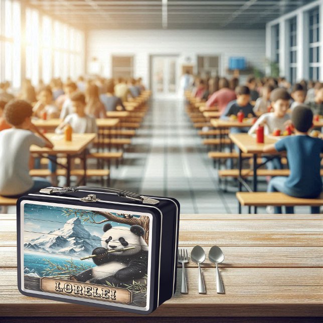 Panda's Mountain Vista: Bambus-Absetzung Metall Brotdose (Von Creator hochgeladen)