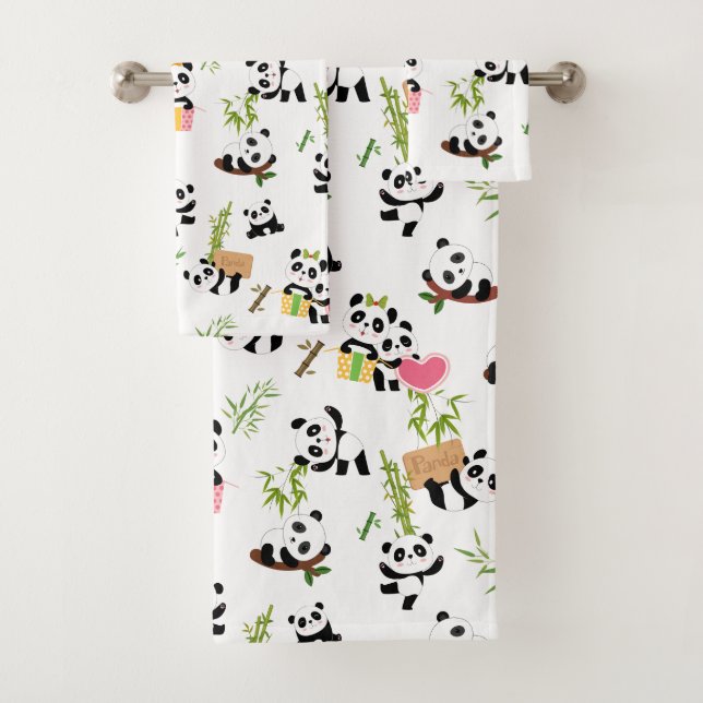 Pandas Muster Badhandtuch Set (Insitu)