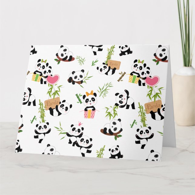 Pandas Muster Dankeskarte (Vorderseite)
