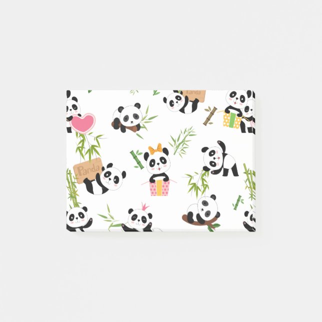 Pandas Muster Post-it Klebezettel (Vorderseite)