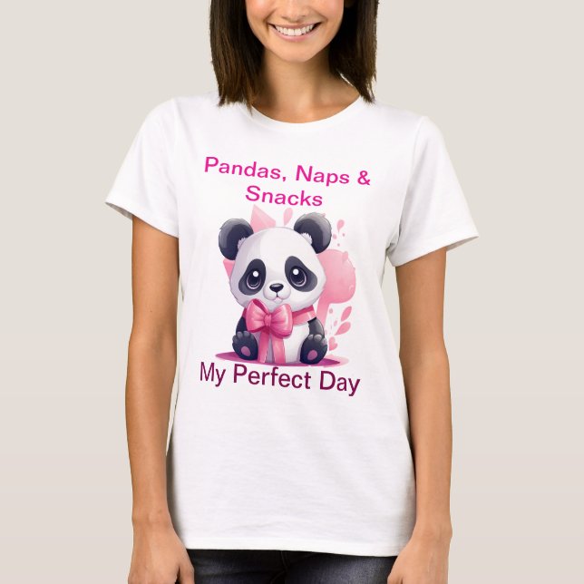 Pandas, Nickerchen & Snacks - Funny Niedlich Panda T-Shirt (Vorderseite)