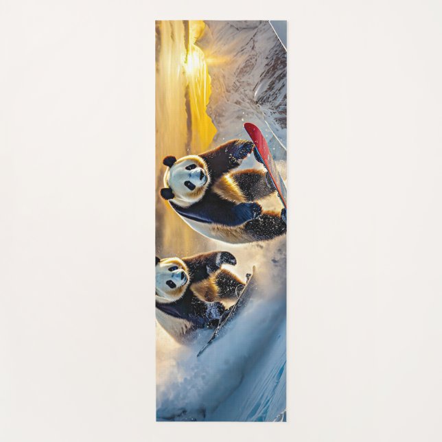 Pandas on Snowboards Design von Rich AMeN Gill Yogamatte (Vorderseite)