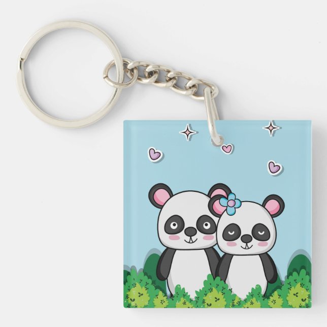 Pandas-Paar Schlüsselanhänger (Vorderseite)