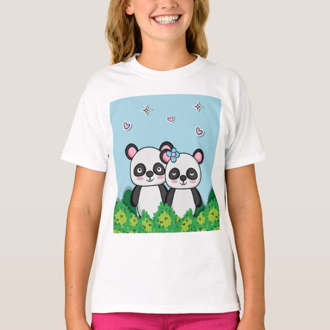 Pandas-Paar T-Shirt (Vorderseite)