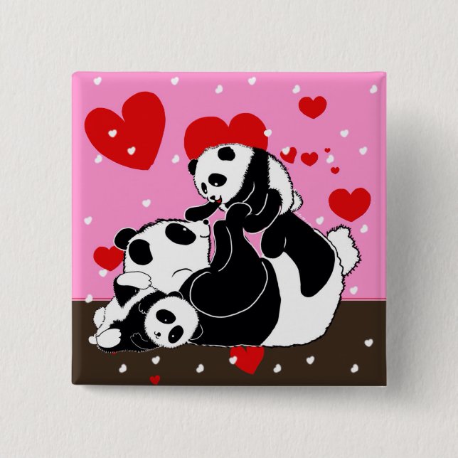 Pandas "Panda Bären" "Panda bear baby" "kawaii pan Button (Vorderseite)
